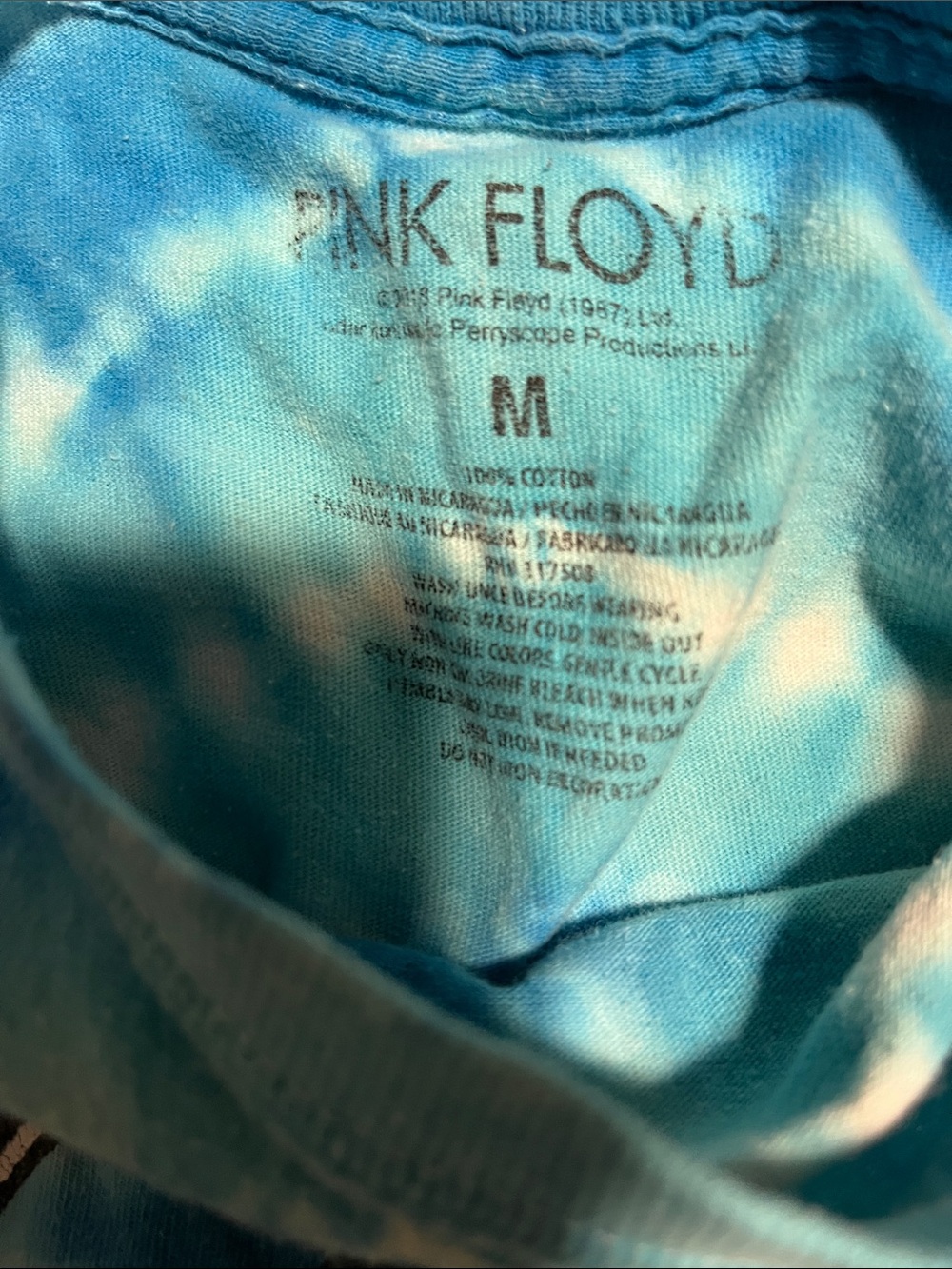 Pink Floyd Blue & White Tie-Dye Crop Top with Prism Logo-women’s - Picture 2 of 4